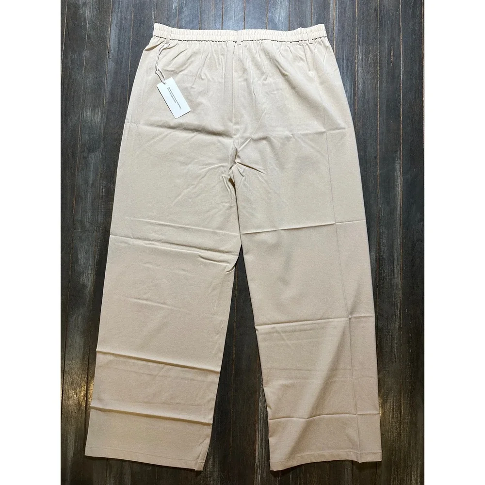 Akefun Mens Linen Blend Beach Pants Beige Cream Straight Leg Pleated